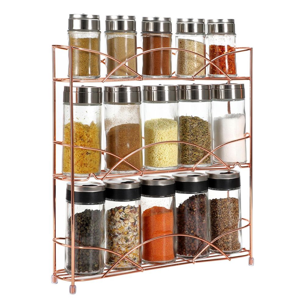 Spice Rack 3 Tiers - Kitchen Shelf Organiser for Jars Bottles Space Saving Storage - anydaydirect