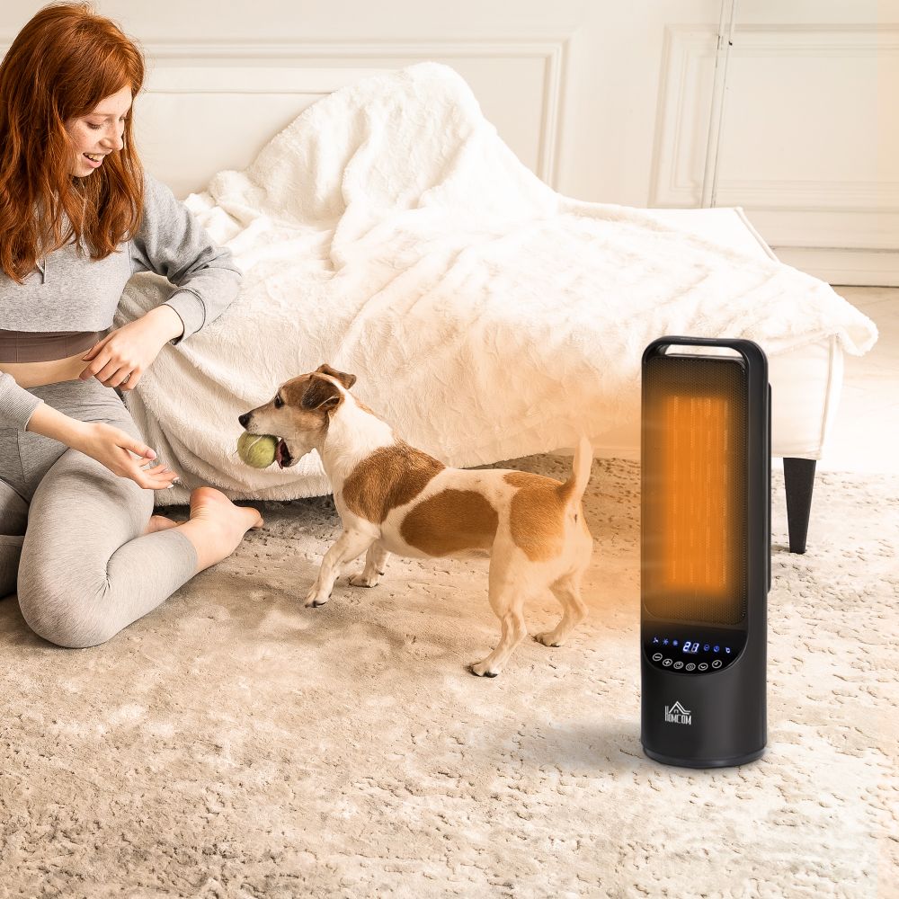 Ceramic Tower Indoor Space Heater with LED Display Oscillation Remote Control - anydaydirect