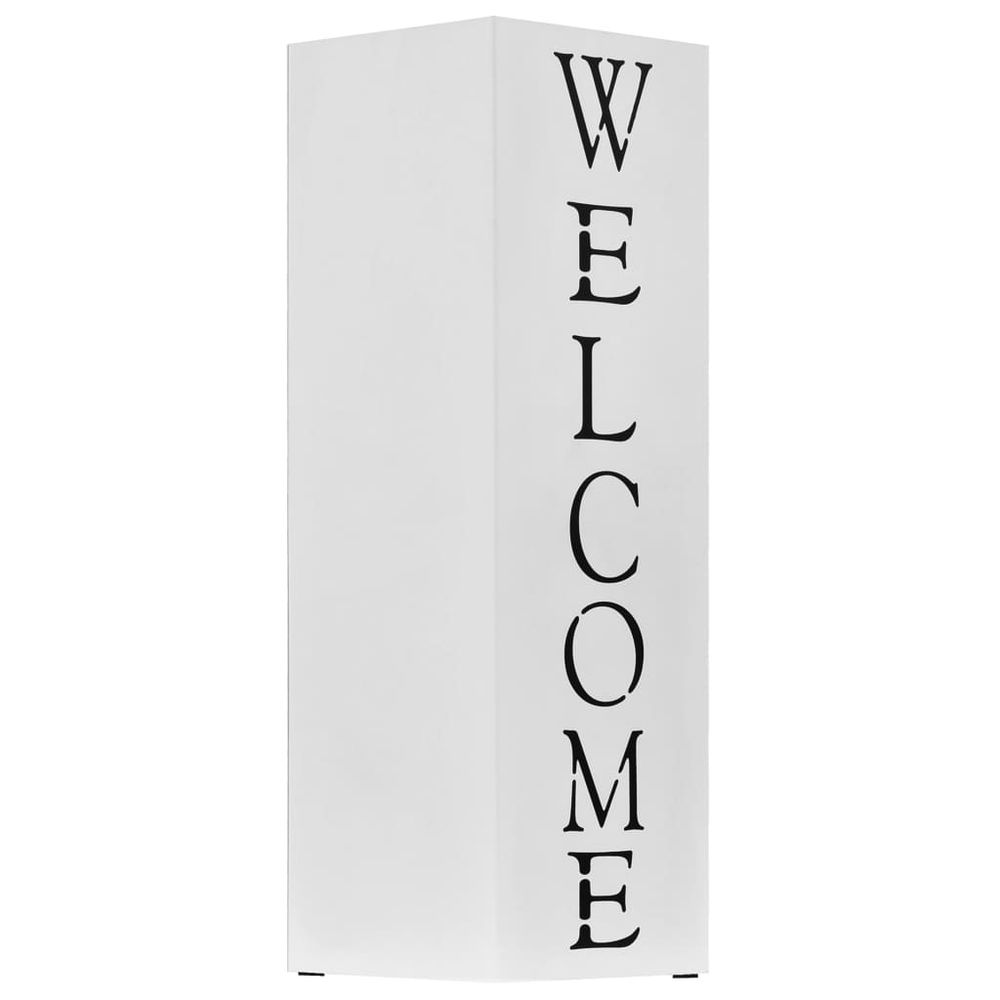 Umbrella Stand Welcome Steel White - anydaydirect