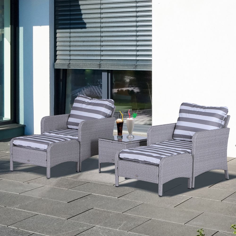 5-Piece PE Rattan Outdoor Garden Furniture Set - anydaydirect