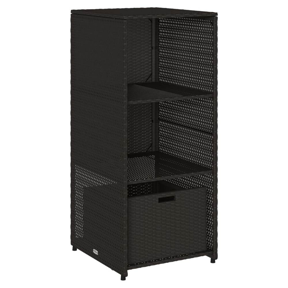 vidaXL Garden Storage Cabinet Black 50x55x115 cm Poly Rattan - anydaydirect