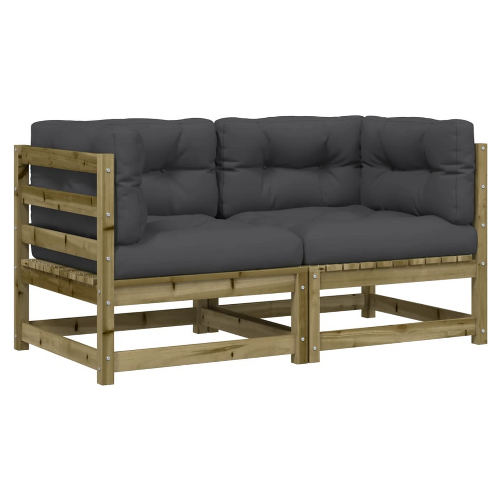 vidaXL Garden Sofas Corner with Cushions 2 pcs Impregnated Wood Pine - anydaydirect