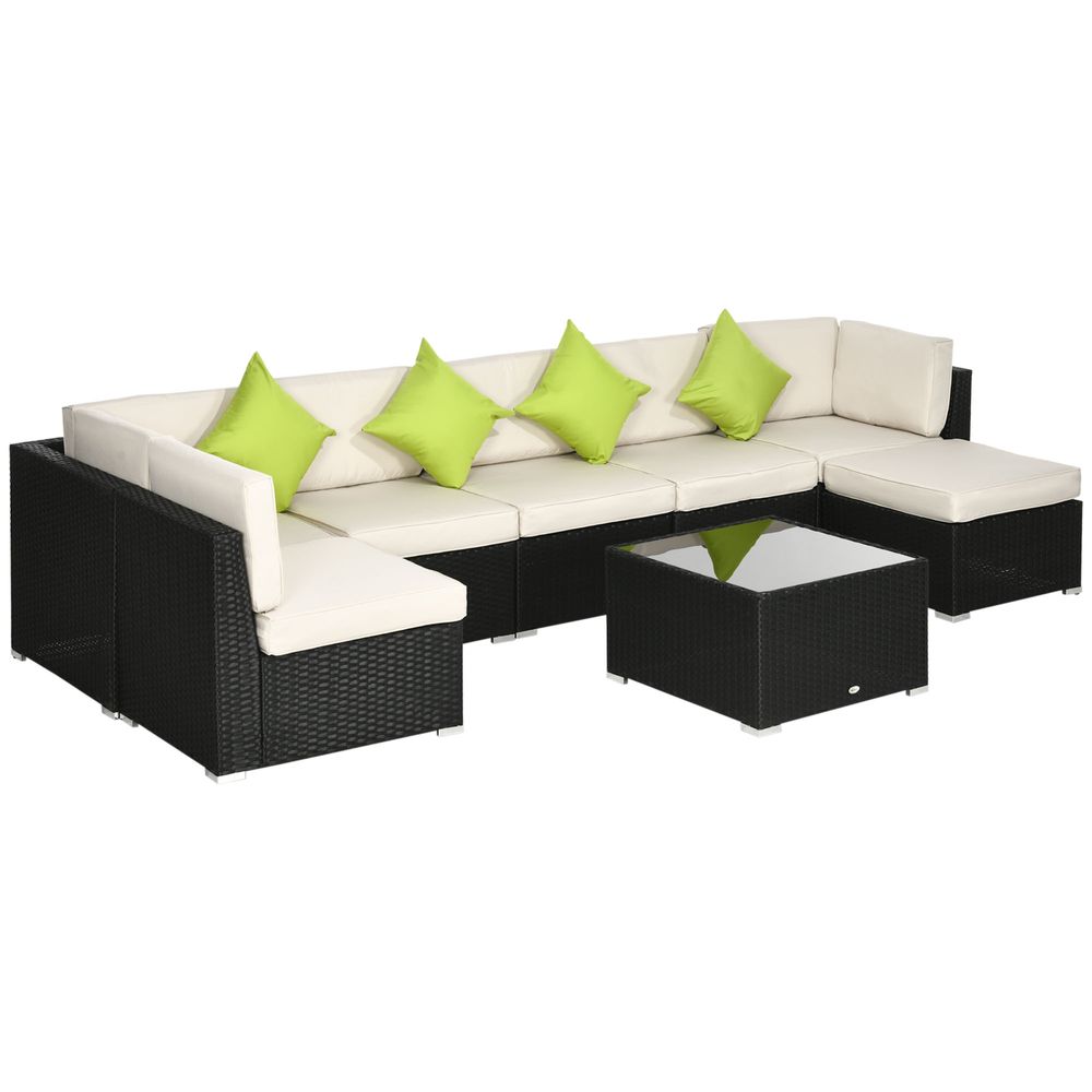 Outsunny 8 Pieces Patio Rattan Sofa Set Garden Furniture Set for Outdoor Black - anydaydirect