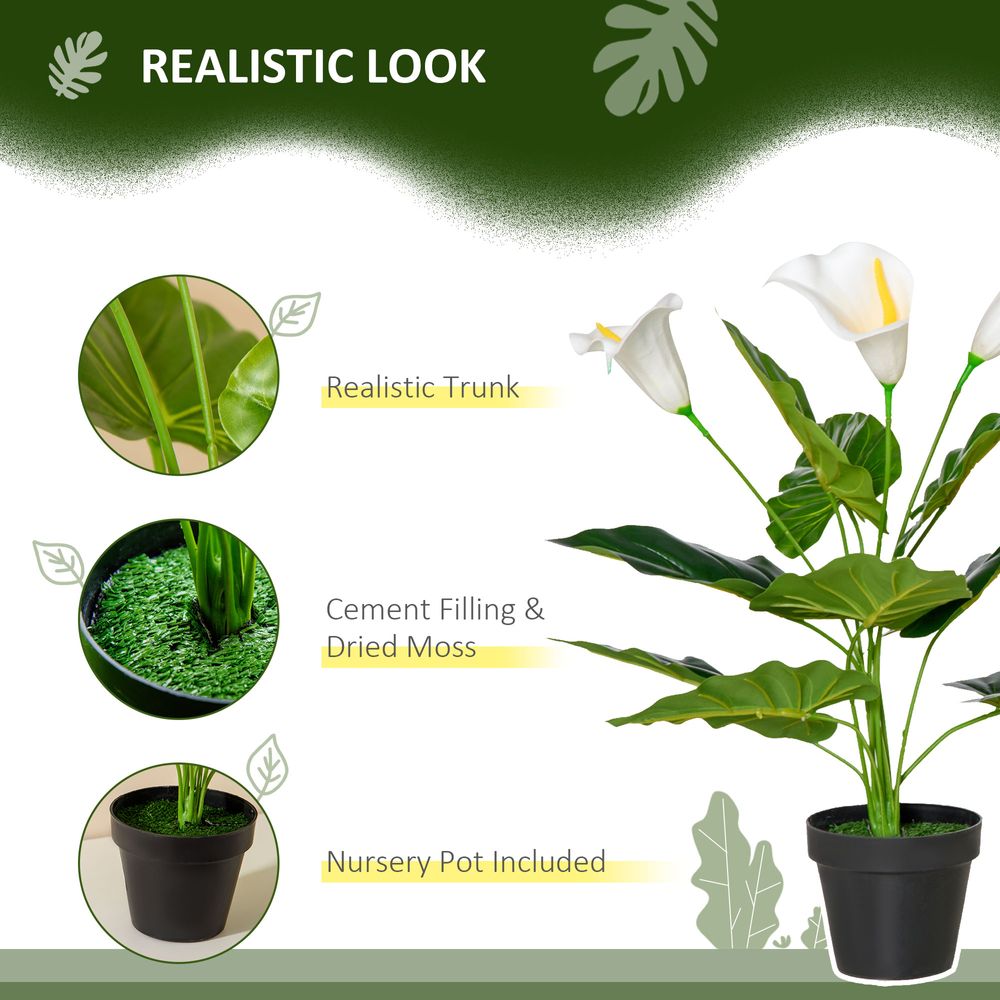 Set of 2 Artificial Realistic Calla Lily Flower, Decorative Plant, 55cm HOMCOM - anydaydirect