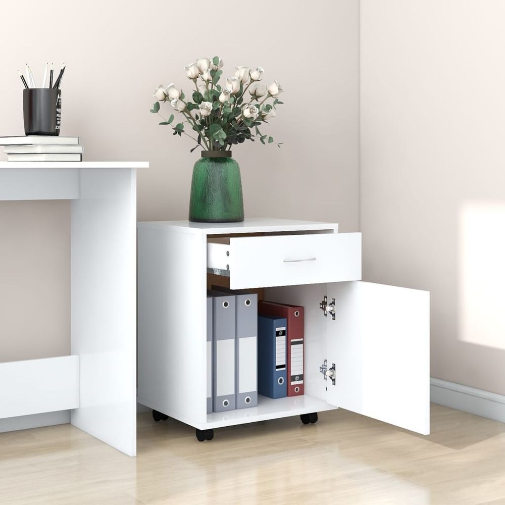 Rolling Cabinet White 45x38x54 cm Engineered Wood - anydaydirect