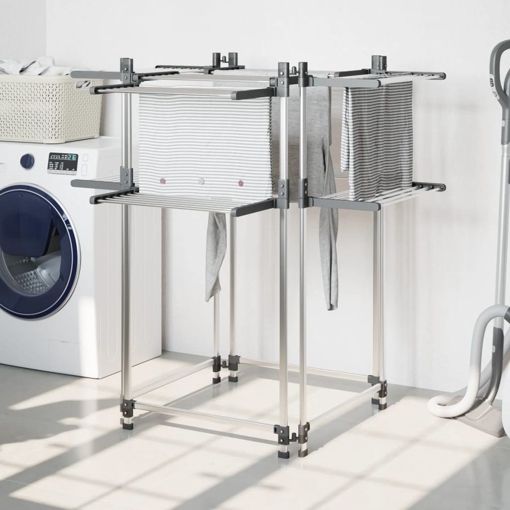vidaXL Laundry Drying Rack 107x107x120 cm Aluminium - anydaydirect