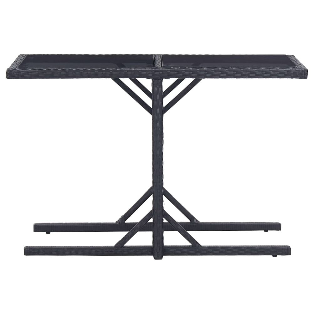 Garden Table Black 110x53x72 cm Glass and Poly Rattan - anydaydirect