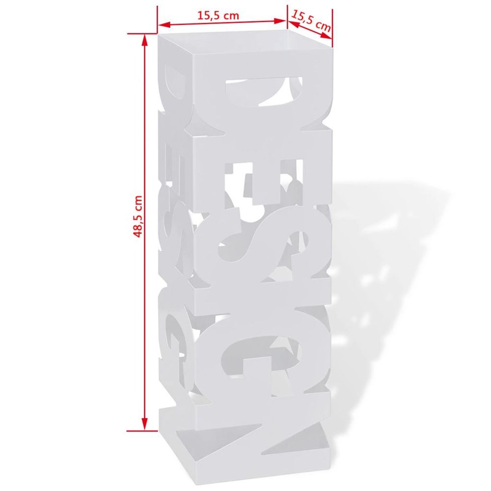 White Square Umbrella Stand Storage Holder Walking Stick Steel 48.5 cm - anydaydirect