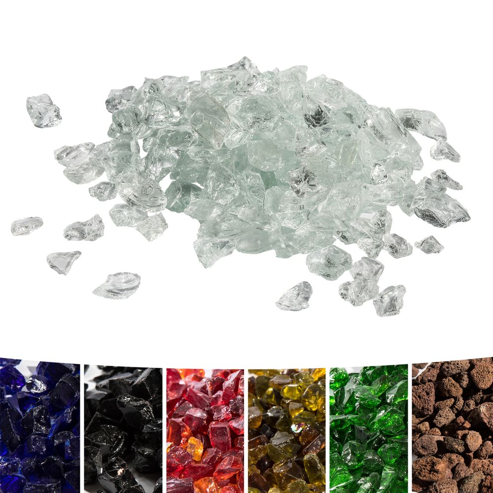 4Kg Lava Rocks for Gas Fire Pit, Tempered Glass, , Clear - anydaydirect