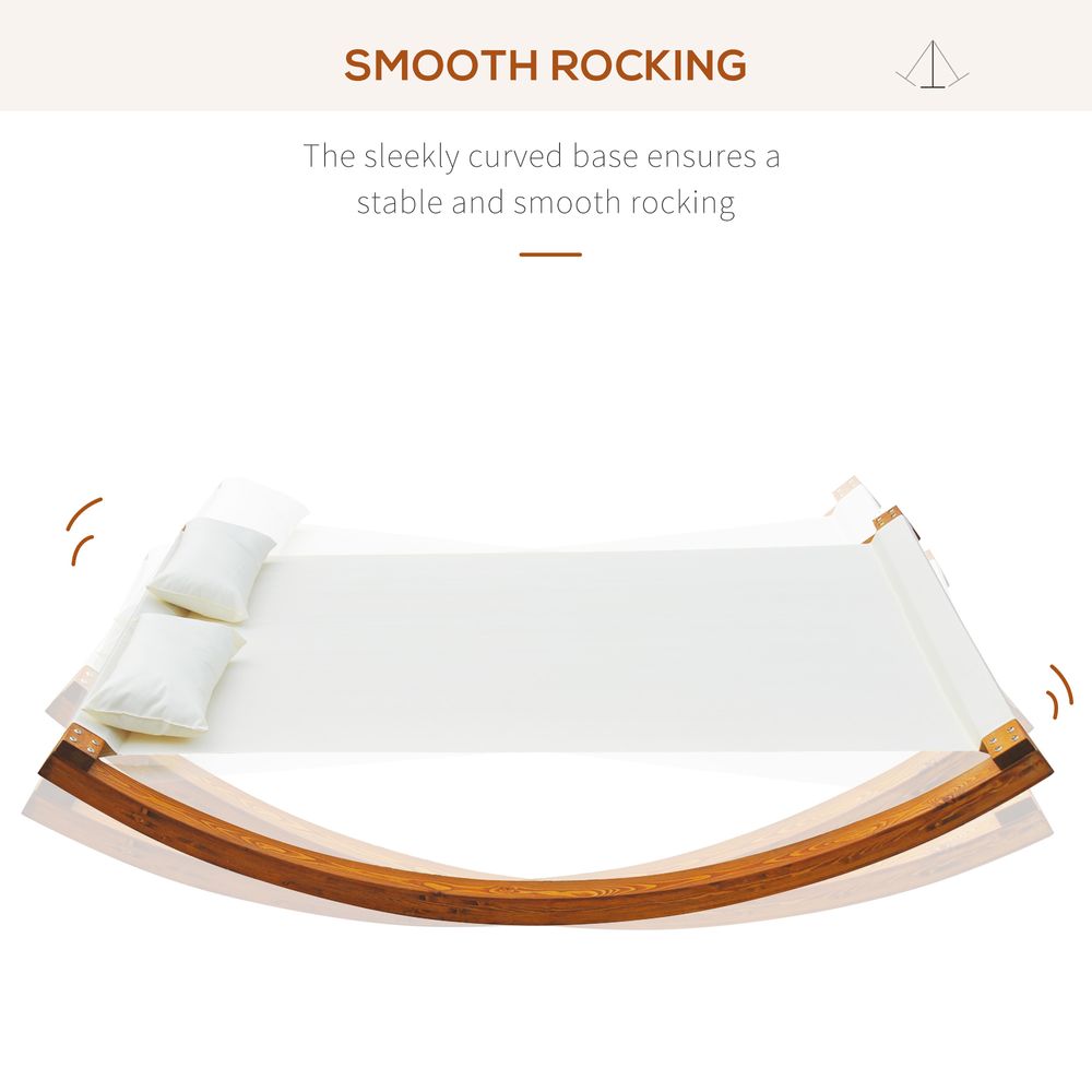 Rocking Double Sun Lounger W/ Wooden Frame-White - anydaydirect