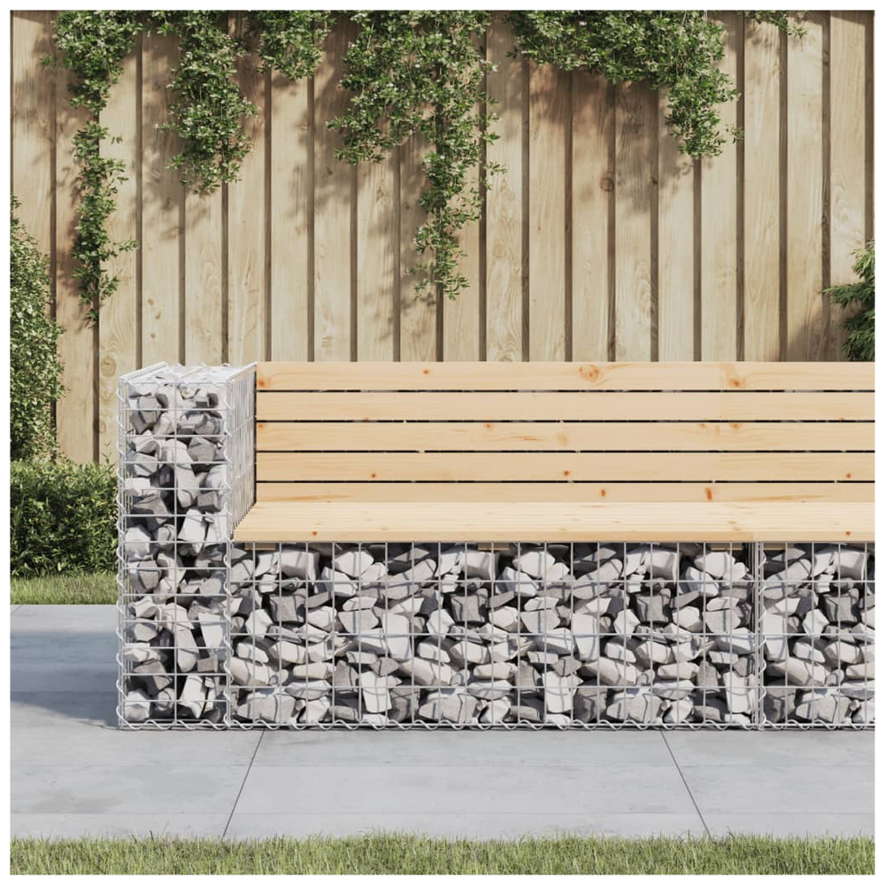 vidaXL Garden Bench Gabion Design 122x71x65.5 cm Solid Wood Pine - anydaydirect