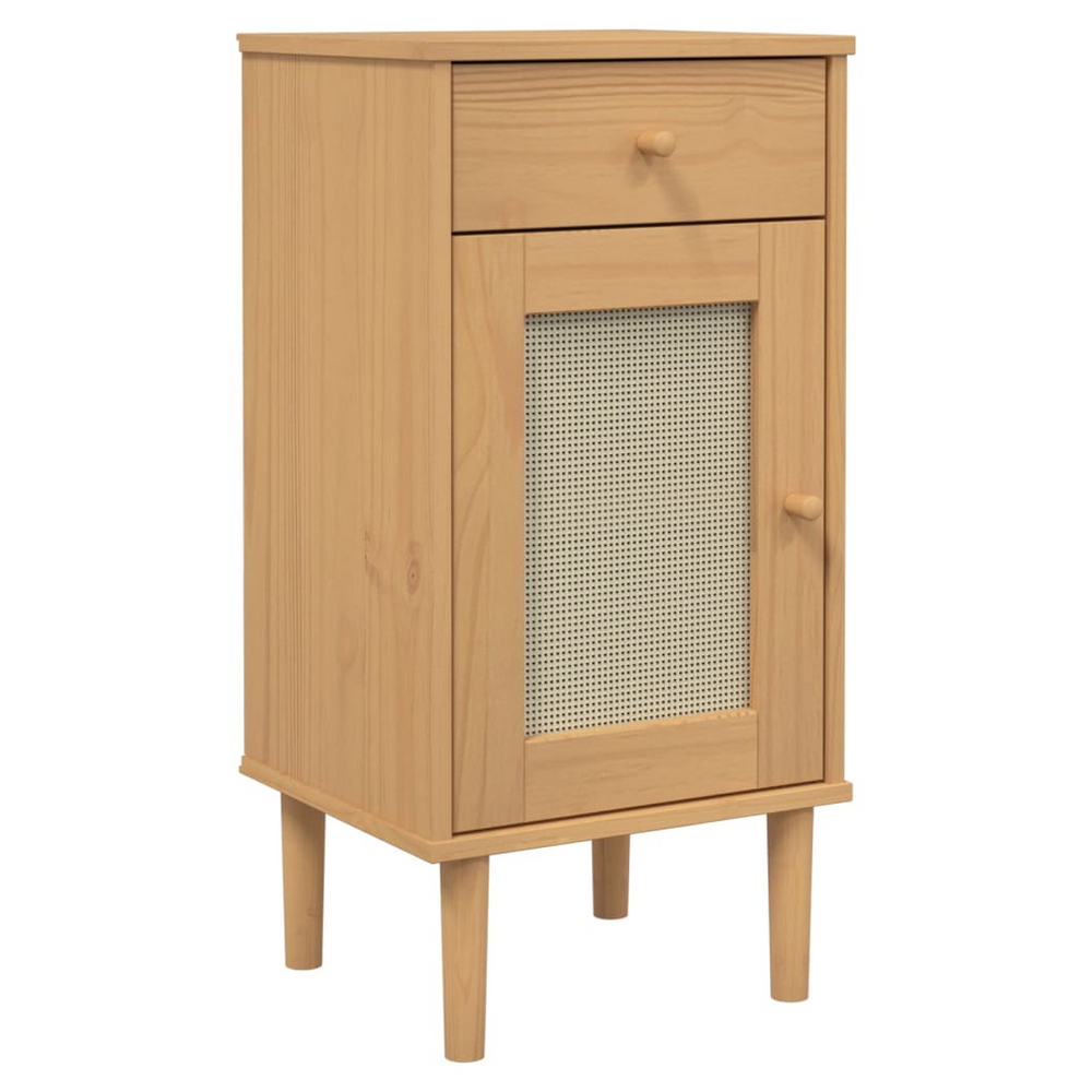 vidaXL Bedside Cabinet SENJA Rattan Look Brown 40x35x80 cm Solid Wood Pine - anydaydirect