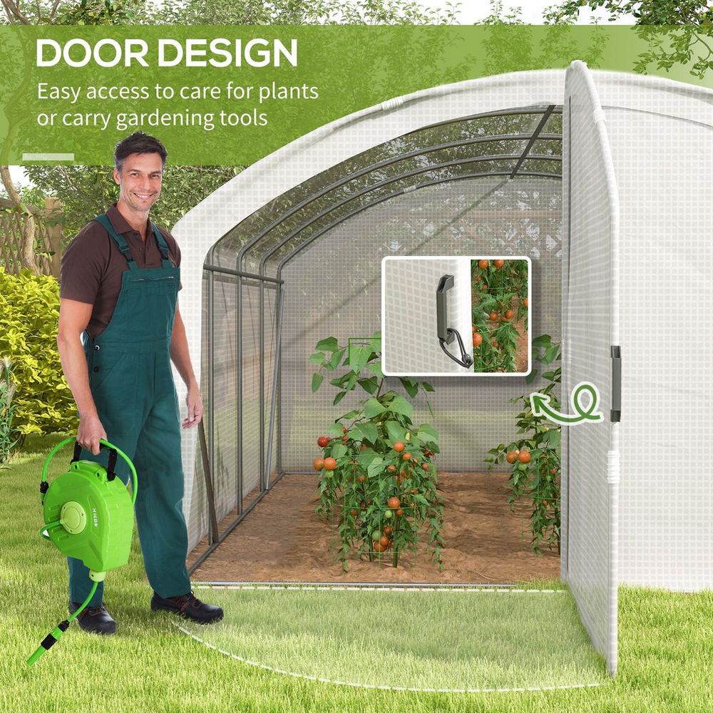 Outsunny 4 x 3 x 2m Polytunnel Greenhouse with Door, UV-resistant PE Cover - anydaydirect