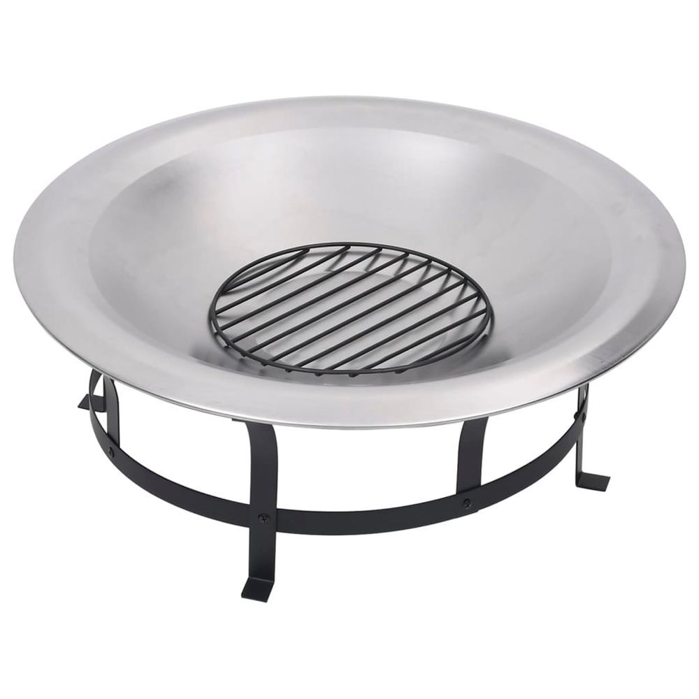 Outdoor Fire Pit with Grill Stainless Steel 76 cm - anydaydirect