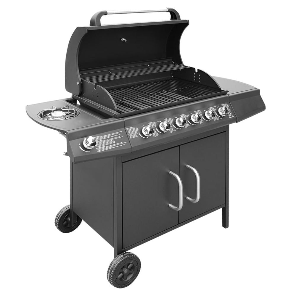Gas Barbecue Grill 6+1 Cooking Zone Black - anydaydirect