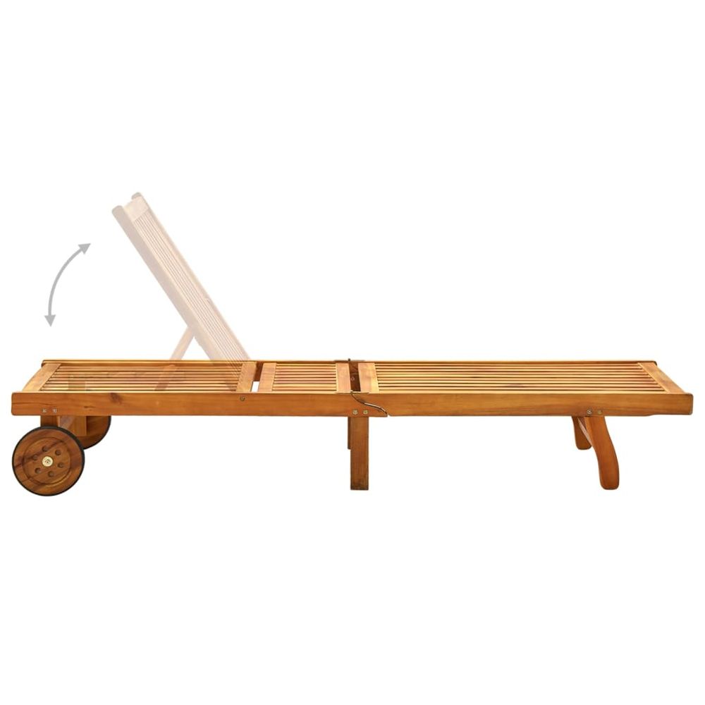 Sun Lounger Solid Acacia Wood - anydaydirect