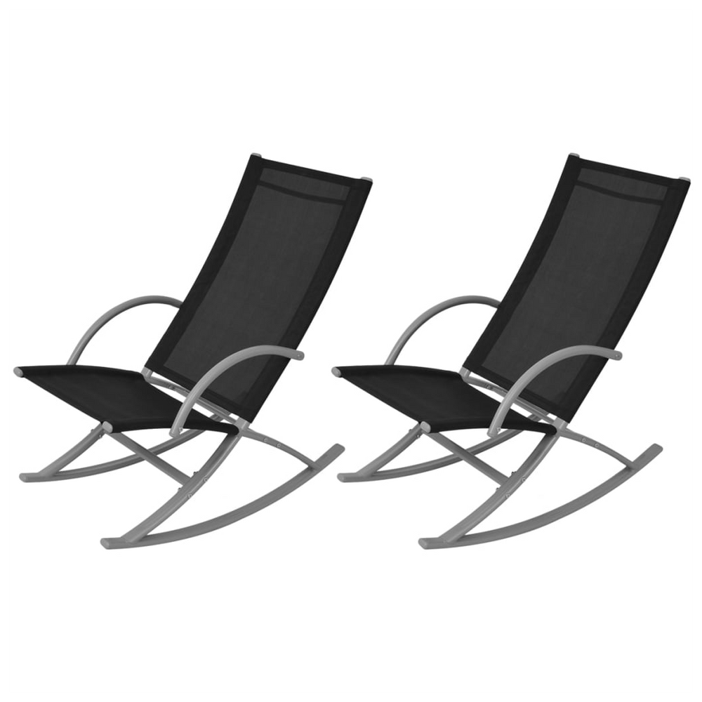 Garden Rocking Chairs 2 pcs Steel and Textilene Black - anydaydirect