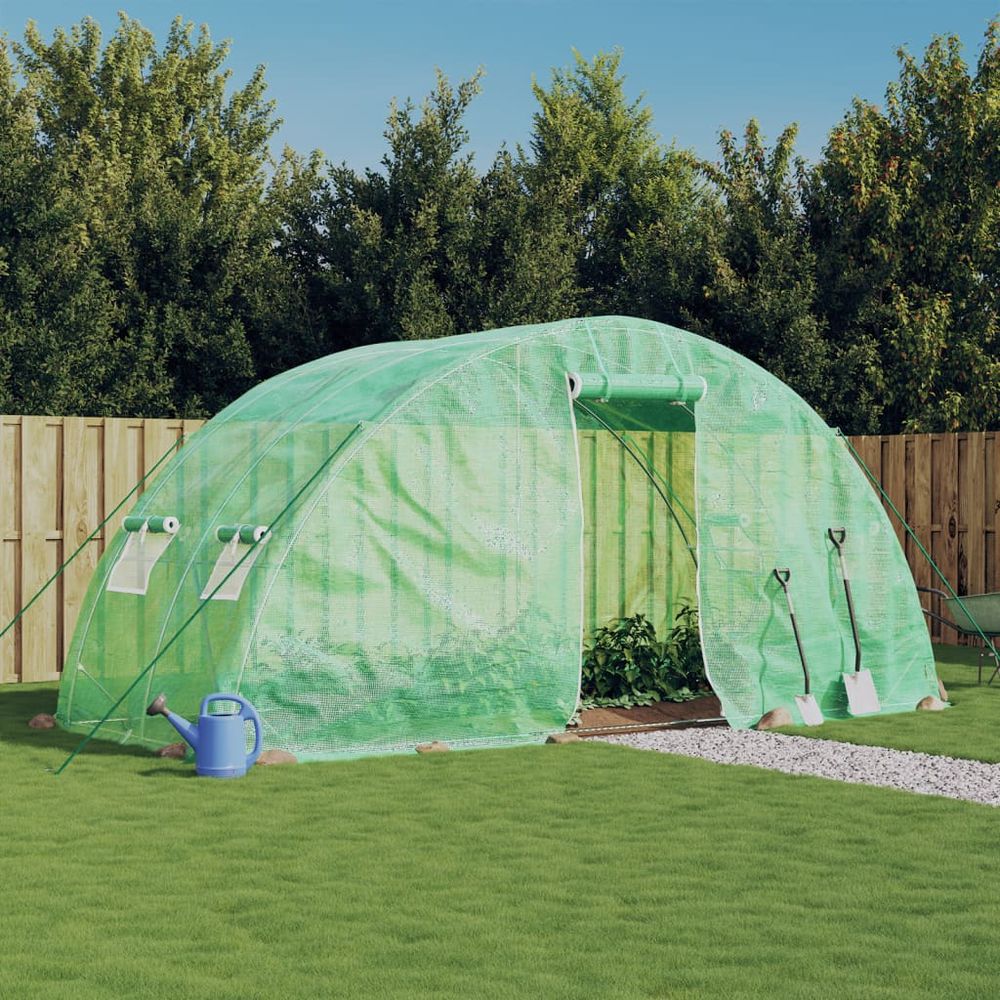 vidaXL Greenhouse with Steel Frame Green 10 m² 5x2x2.3 m - anydaydirect