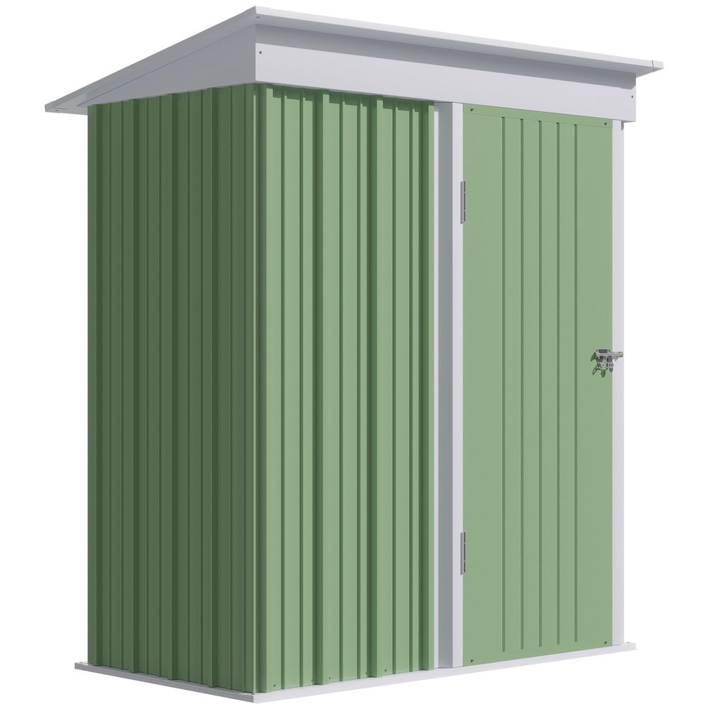 Outsunny Steel Garden Shed, Small  Lean-to Shed for Bike Tool, 5x3 ft, Green - anydaydirect