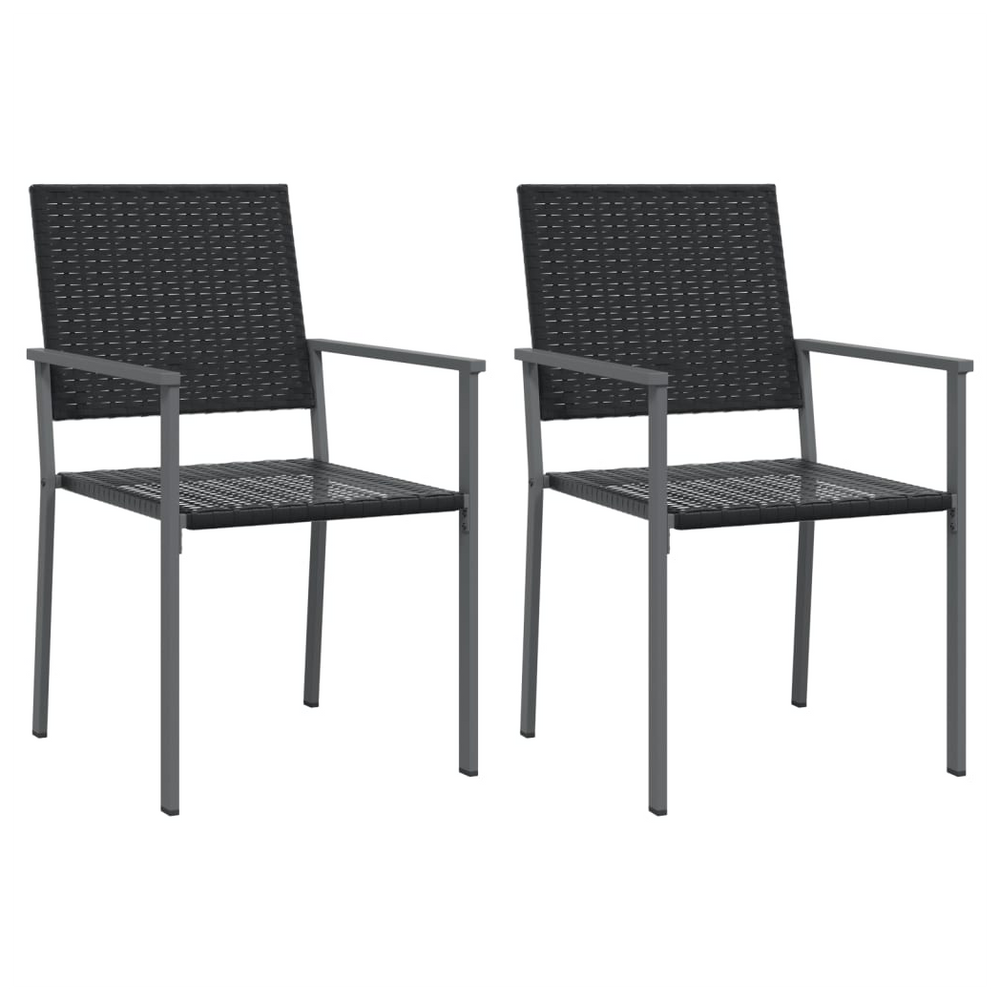 vidaXL Garden Chairs 2 pcs Black 54x62.5x89 cm Poly Rattan - anydaydirect