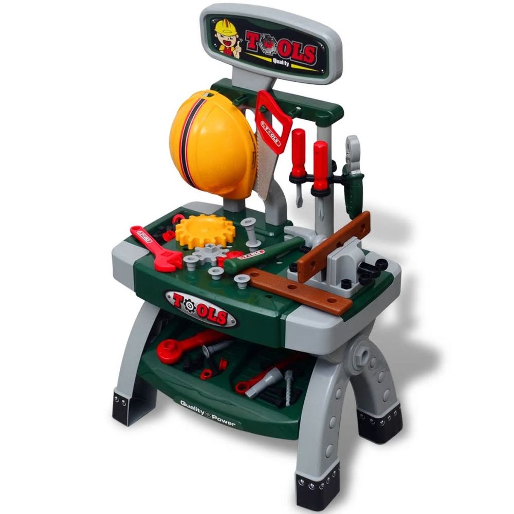 Kids'/Children's Playroom Toy Workbench with Tools Green + Grey - anydaydirect