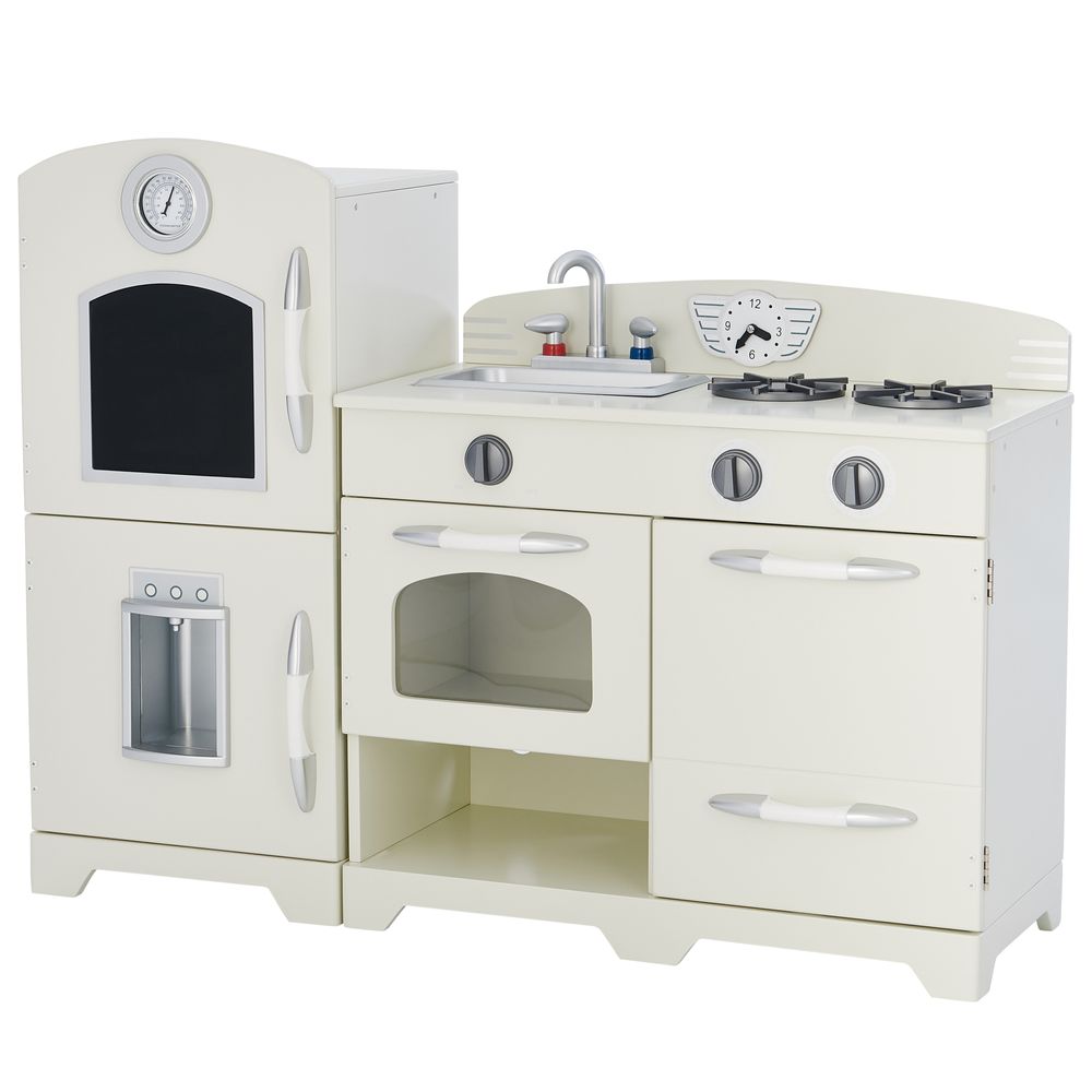 White Wooden Toy Kitchen with Fridge Freezer and Oven by TD-11413W - anydaydirect