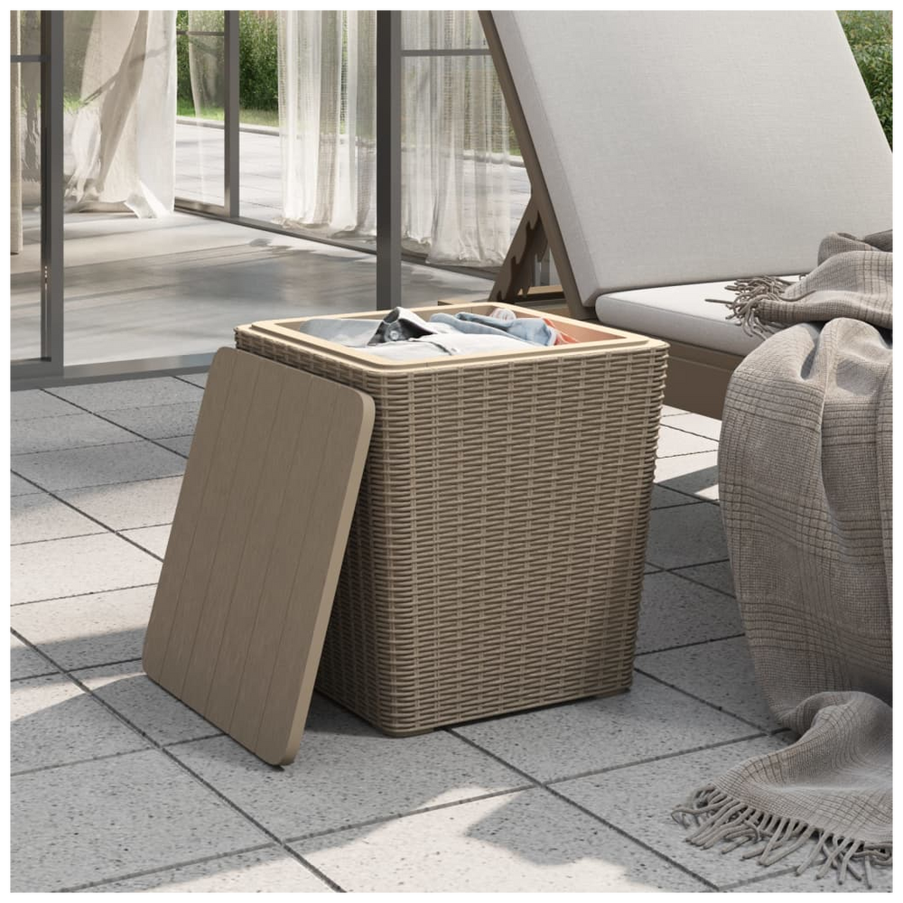 Garden Table with Removable Lid Light Brown Polypropylene - anydaydirect