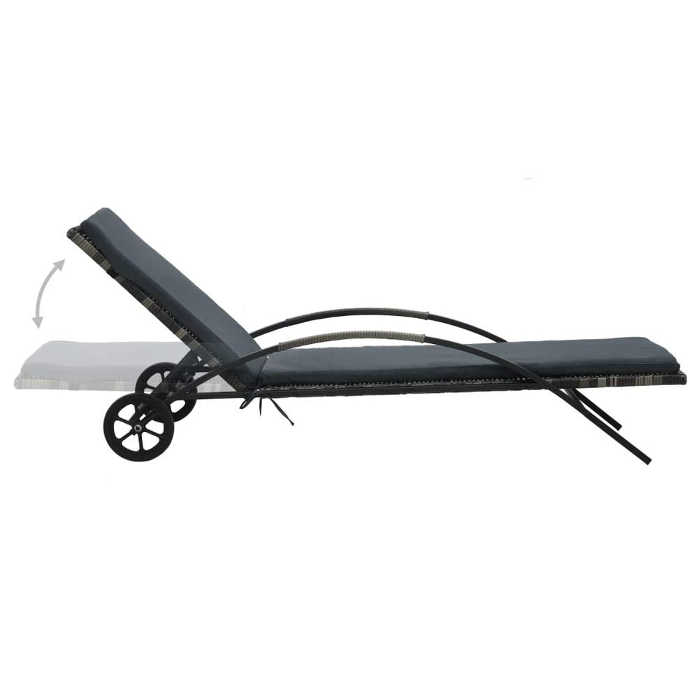 Sun Loungers with Table Poly Rattan Anthracite - anydaydirect