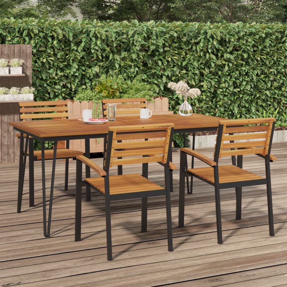 Garden Table with Hairpin Legs 180x90x75 cm Solid Wood Acacia - anydaydirect