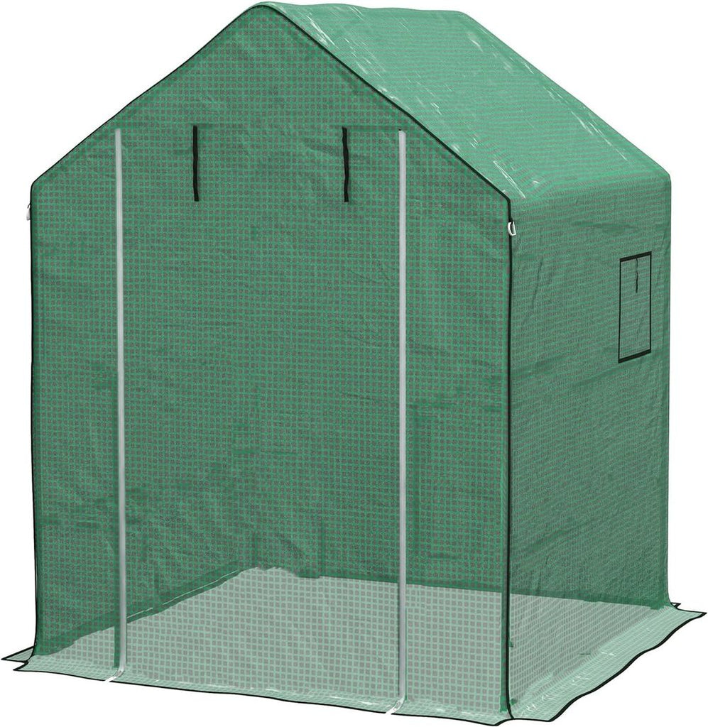 Outsunny Walk-in Greenhouse Cover Replacement with Door and Mesh Windows, Green - anydaydirect