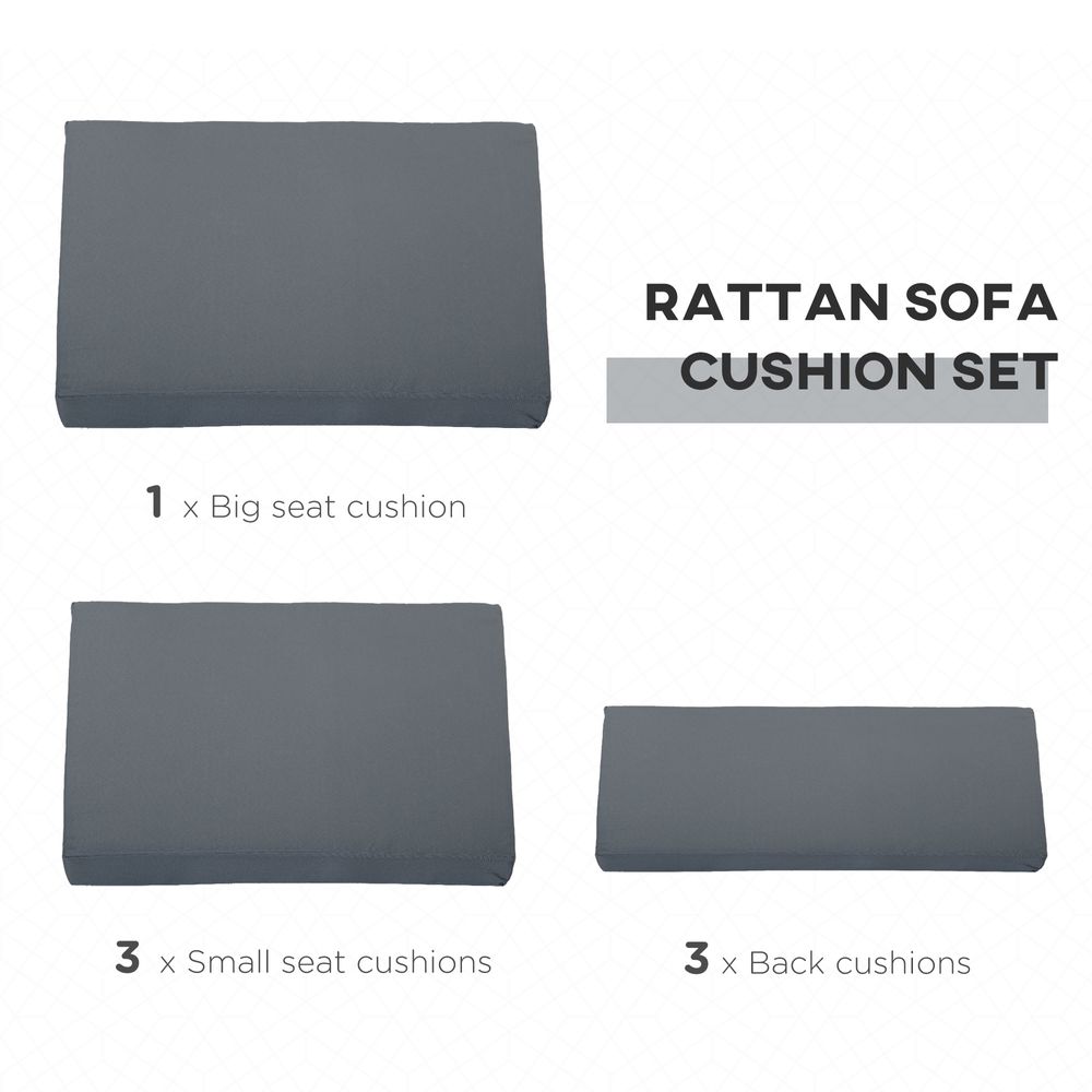 7 Pcs Outdoor Cushion Pads for Rattan Patio Conversation Set, Grey - anydaydirect