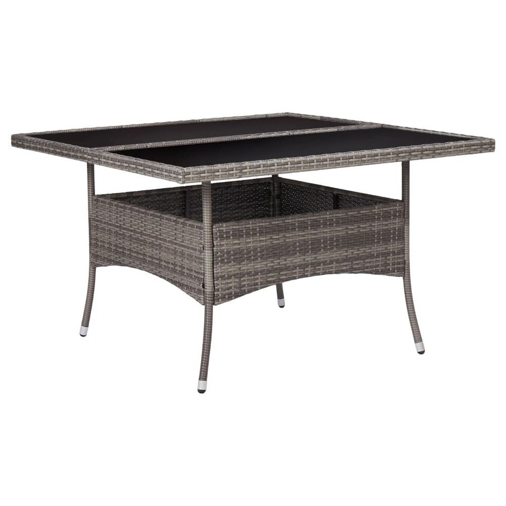Outdoor Dining Table Black Poly Rattan and Solid Acacia Wood - anydaydirect