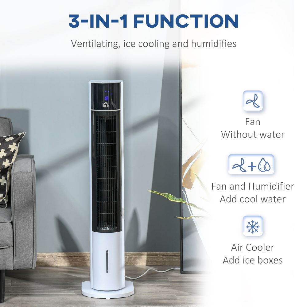 Bladeless Air Cooler, Evaporative Oscillating Tower Fan Humidifier Unit - anydaydirect