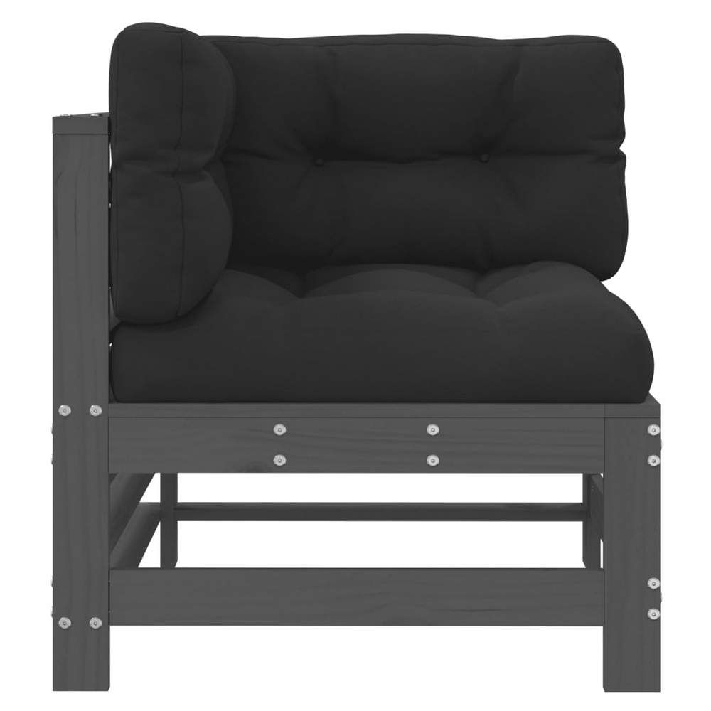 vidaXL Corner Sofas with Cushions 2 pcs Grey Solid Wood Pine - anydaydirect