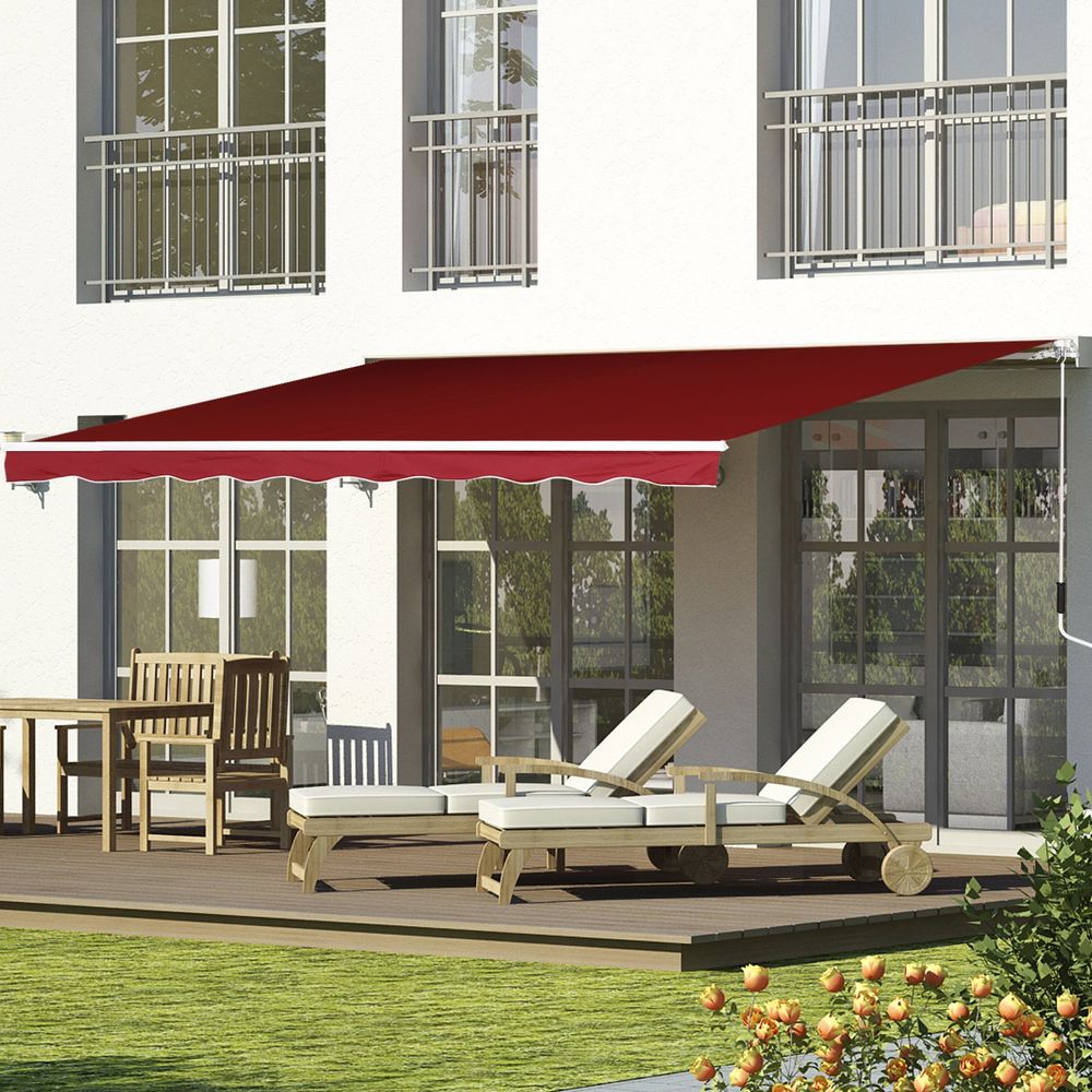 Manual Retractable Sun Shade Patio Awning Outdoor Deck Canopy Shelter, 2.5mx2m - anydaydirect