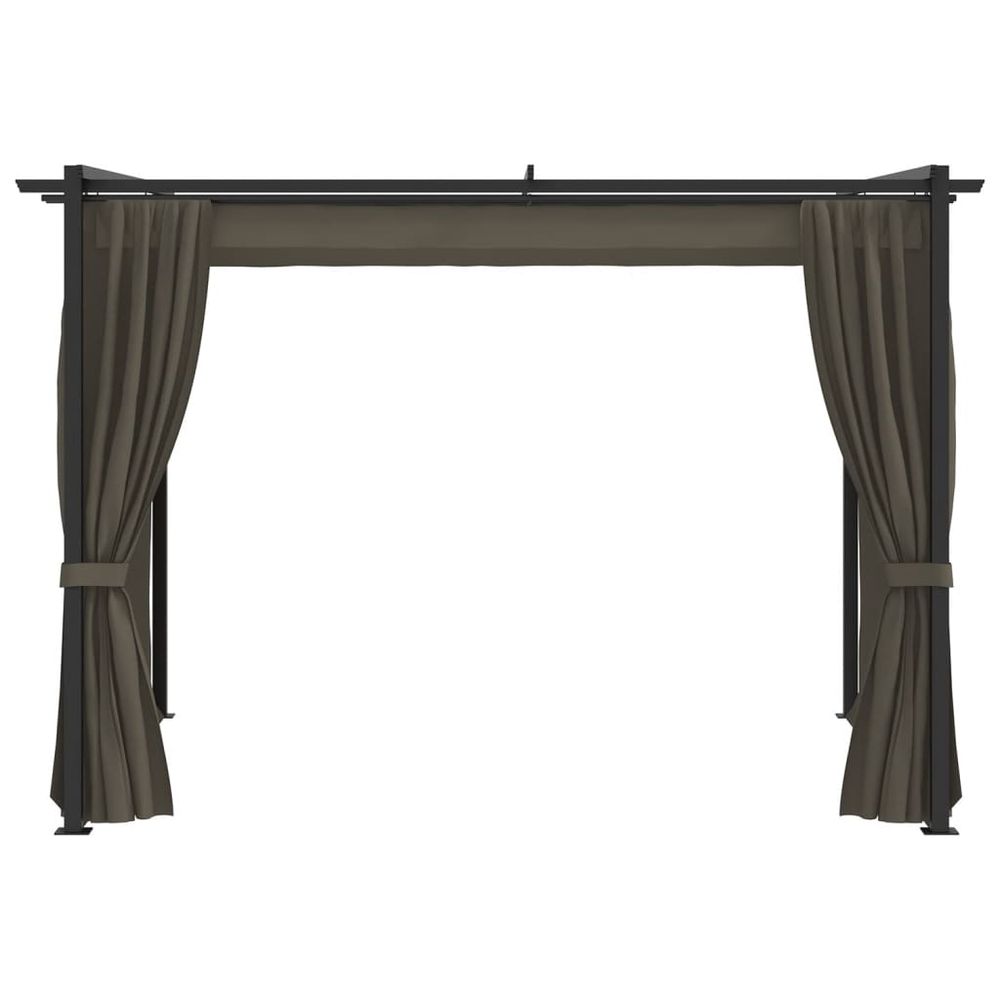 Gazebo with Curtains 3x3 m Taupe Steel - anydaydirect