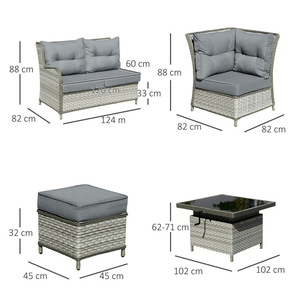 6 PCs PE Rattan Wicker Sofa Set Sectional Conversation Furniture Set - anydaydirect