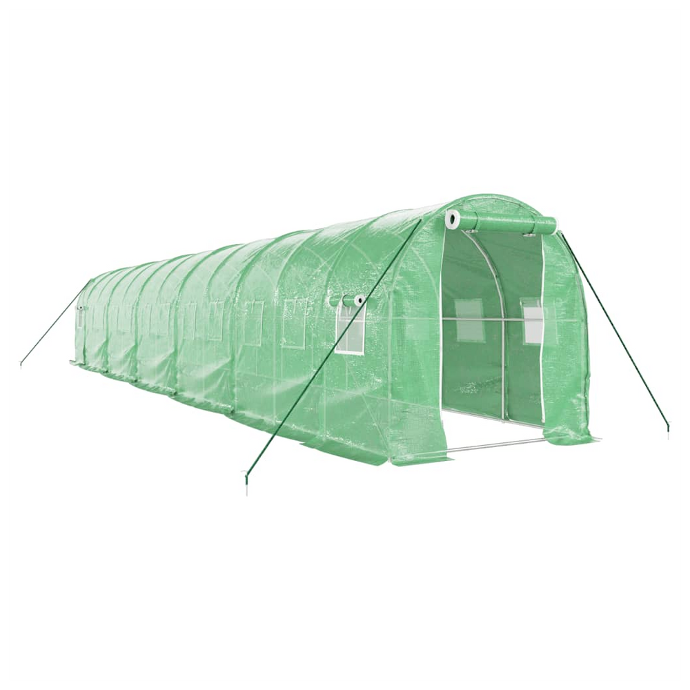 vidaXL Greenhouse with Steel Frame Green 24 m² 12x2x2 m - anydaydirect