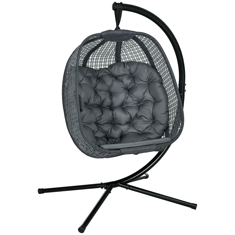 Outsunny Hanging Swing Chair w/ Thick Cushion, Patio Hanging Chair, Dark Grey - anydaydirect
