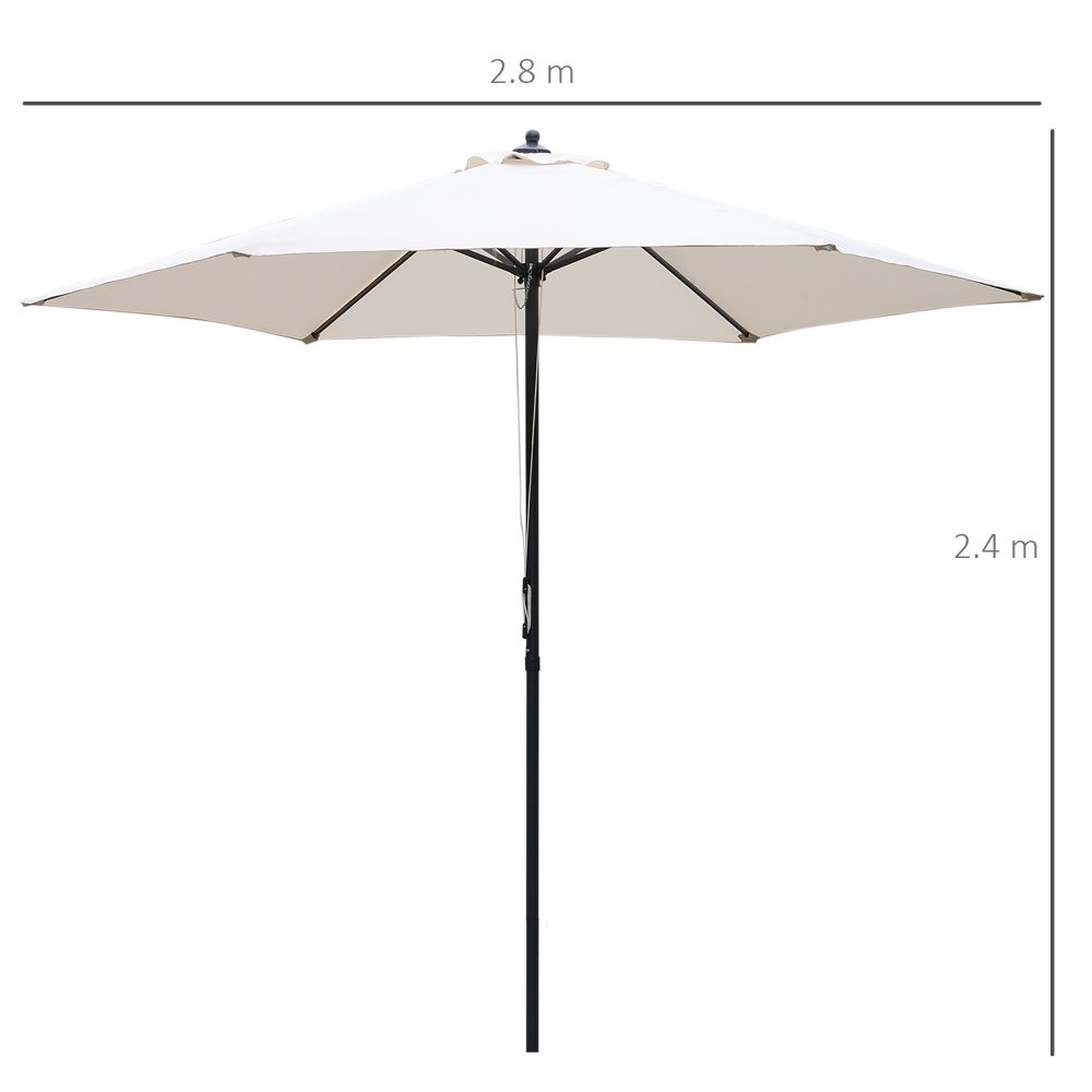 ?2.8m Patio Umbrella Parasol Outdoor Table Umbrella 6 Ribs Manual Push - anydaydirect