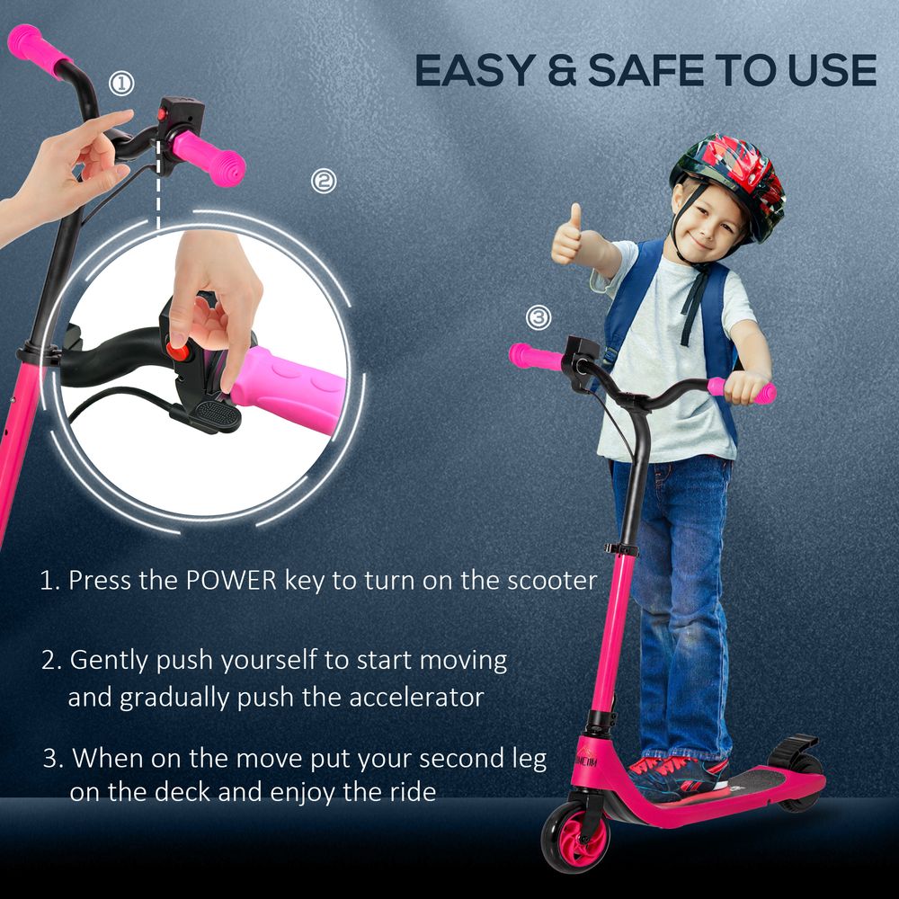 120W Electric Scooter w/ Battery Level Display, Rear Break - Pink HOMCOM - anydaydirect