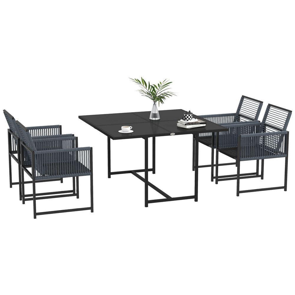 Outsunny 5 Pieces Patio Dining Set with Foldable Back for Poolside, Dark Grey - anydaydirect