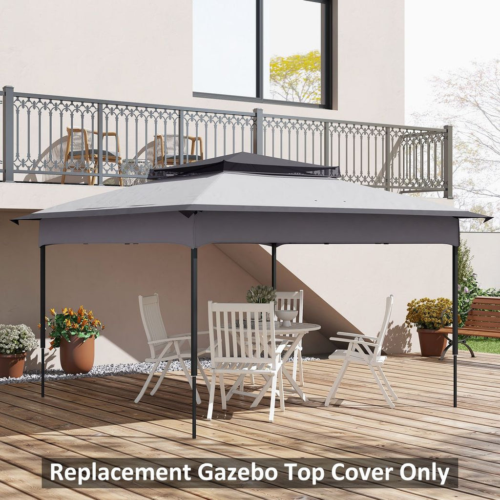 Outsunny 3.25mx3.25m 2-Tier Gazebo Cover Replacement, 30+ UV Protection, Grey - anydaydirect