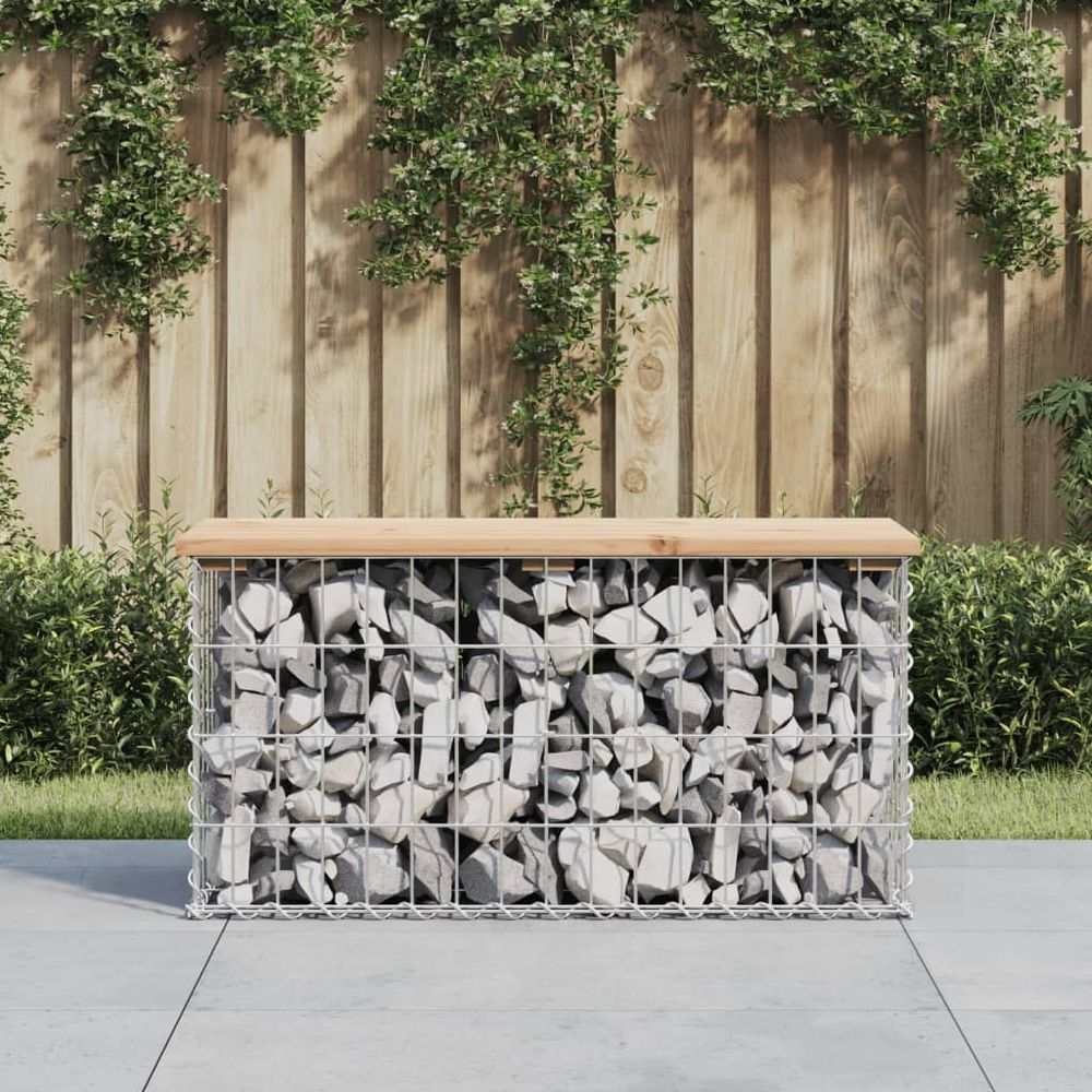 vidaXL Garden Bench Gabion Design 83x31.5x42 cm Solid Wood Pine - anydaydirect
