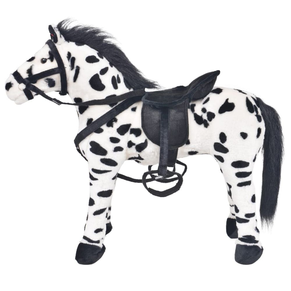 Standing Plush Toy Horse Black and White XXL - anydaydirect