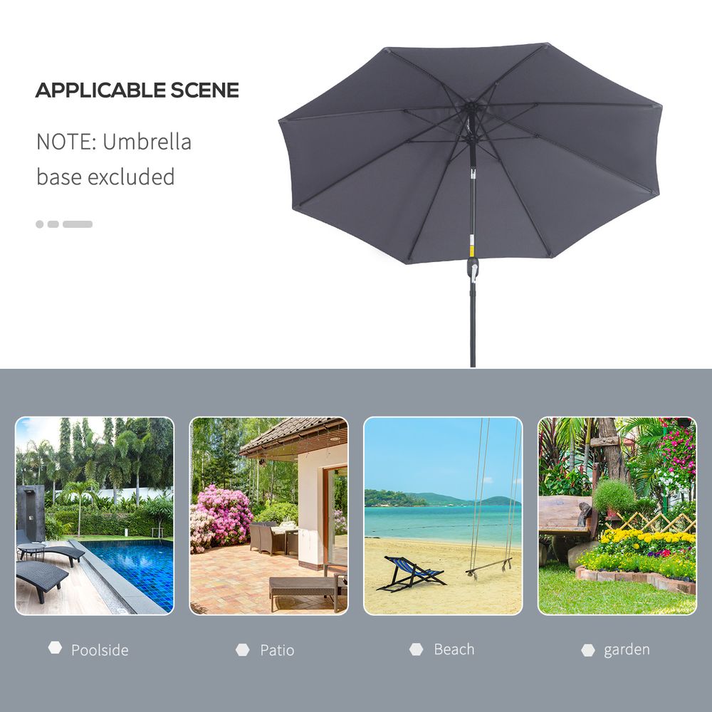 2.7M Patio Sun Umbrella Parasol Tilt Shade Aluminium Charcoal Grey - anydaydirect