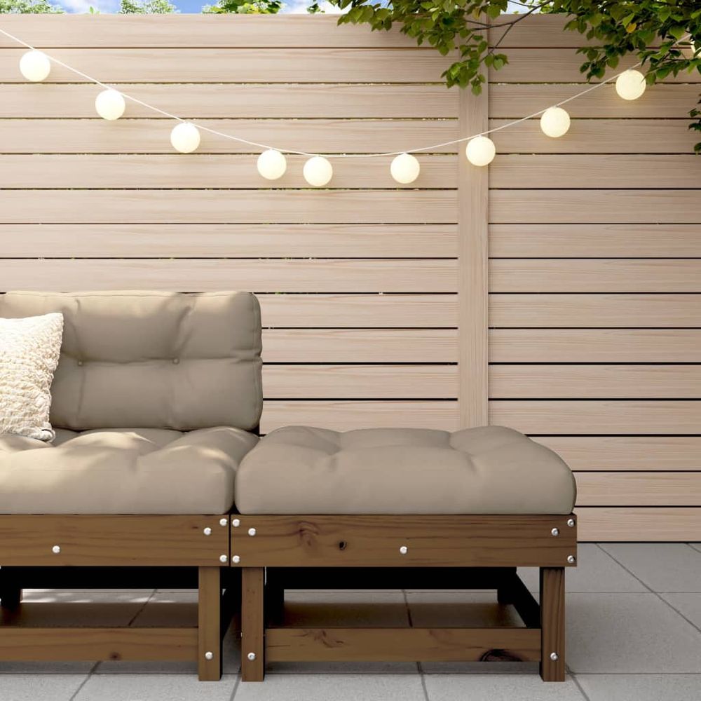 vidaXL Garden Footstool with Cushion Honey Brown Solid Wood Pine - anydaydirect