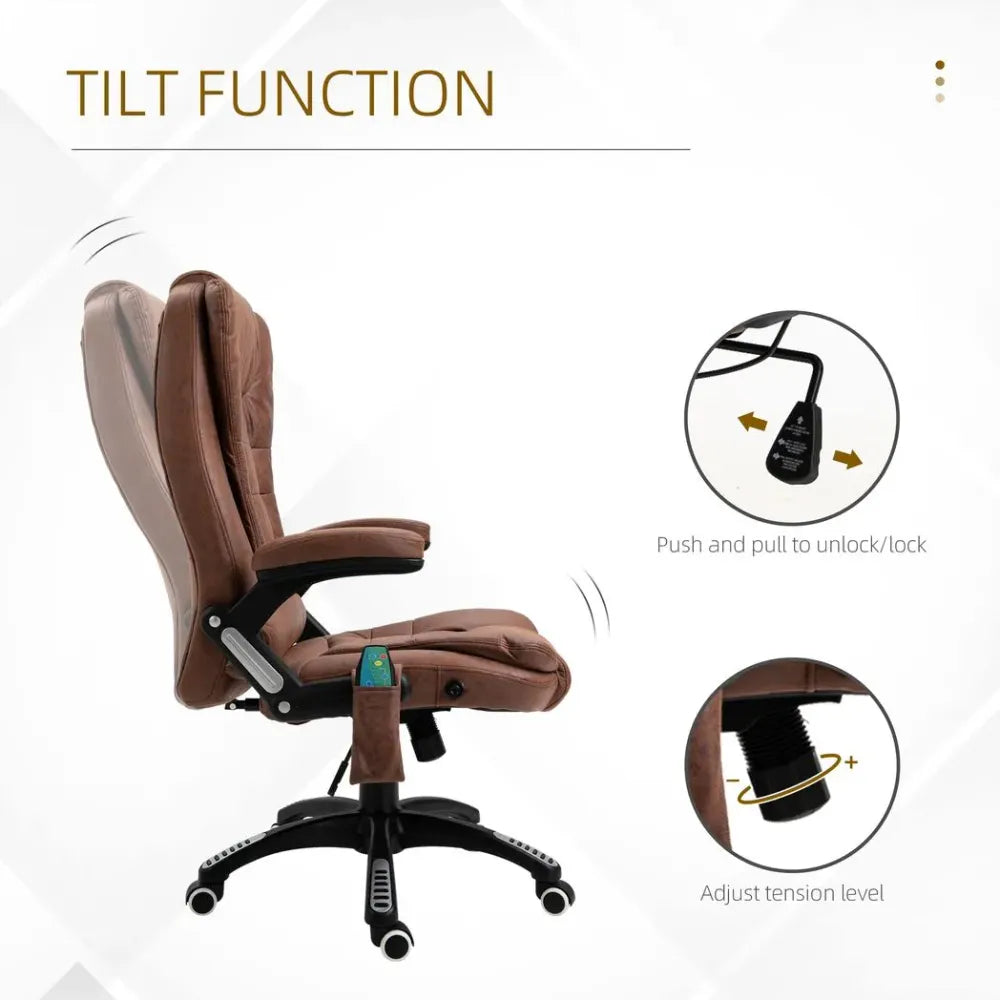 Executive Reclining Chair w/ Heating Massage Points Relaxing Headrest Brown - anydaydirect