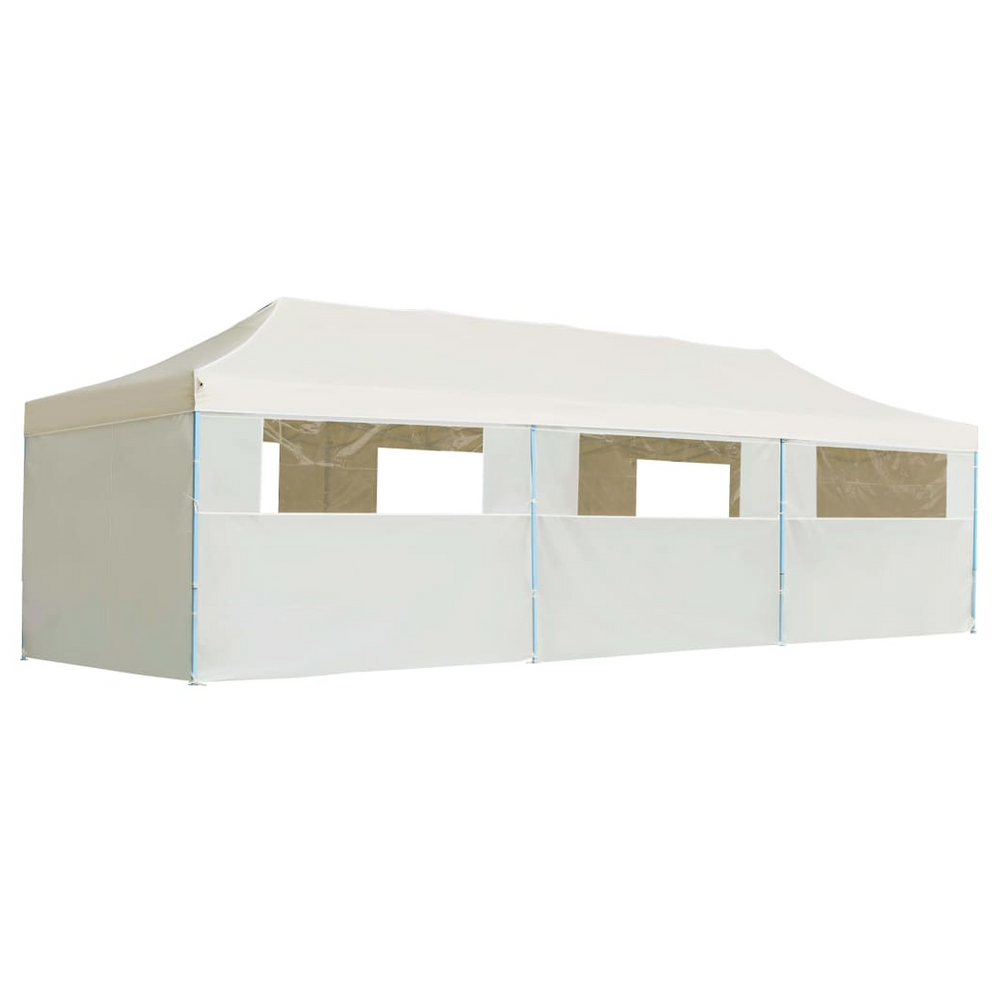 Folding Pop-up Party Tent with 8 Sidewalls 3x9 m Cream - anydaydirect