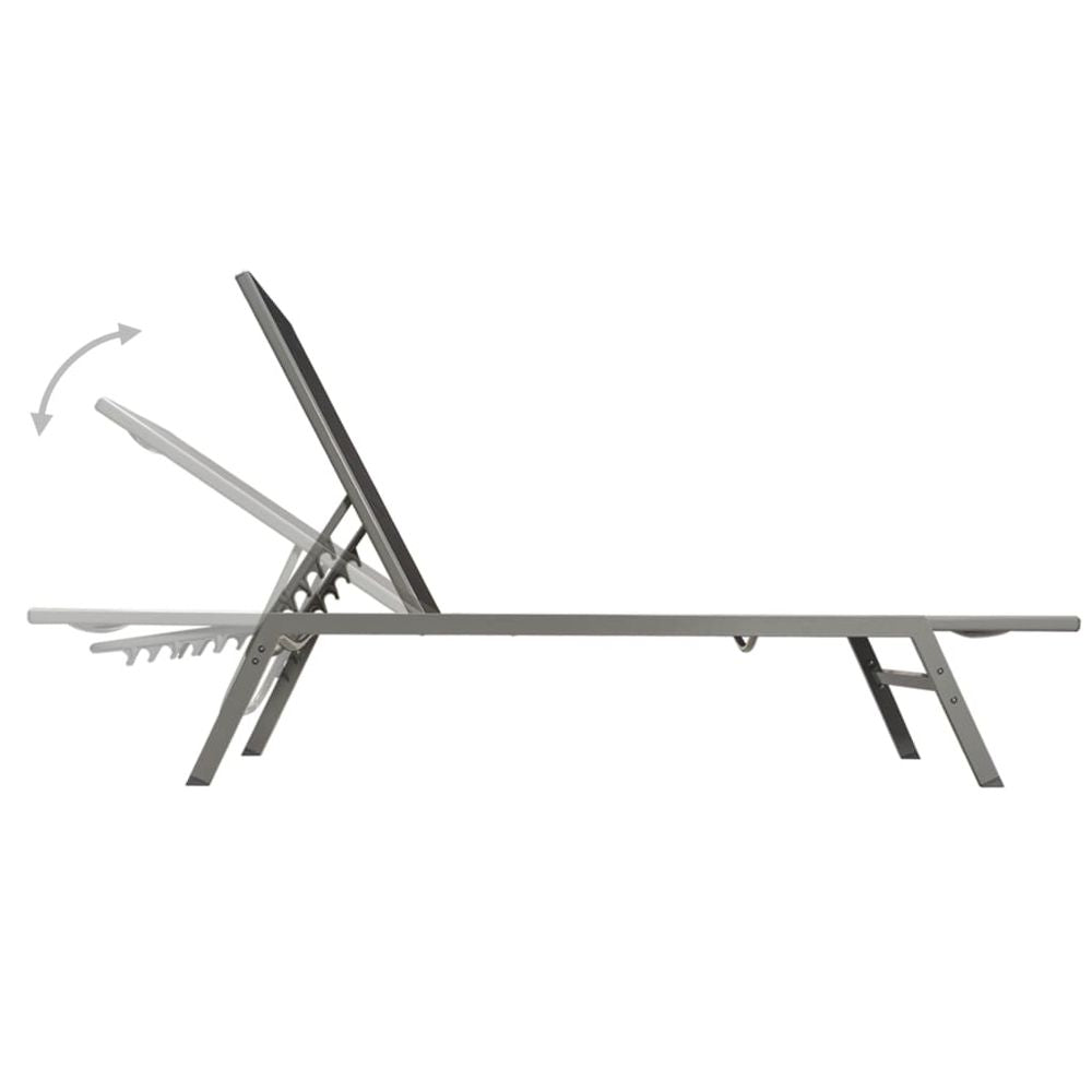 Sun Loungers 2 pcs with Table Steel and Textilene Black - anydaydirect